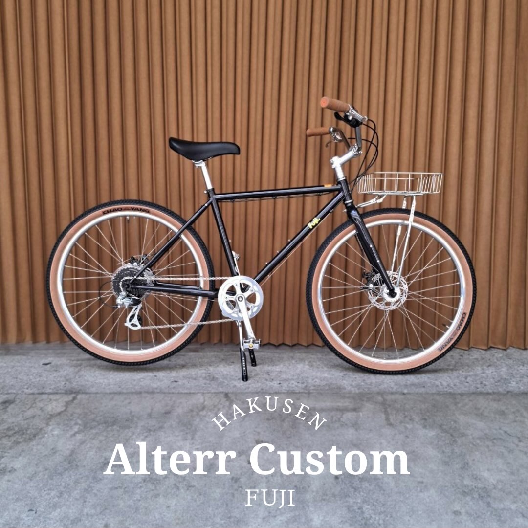 FUJI ALTERR ハクセン実車カスタム施工例 2026-09-13 日東クランカーバー・Sワイヤースーパーローバスケット（SILVER）・コルクブラウングリップ・ダブルレッグスタンド
